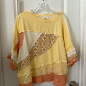 Oli & Hali washed mix fabric top in yellow